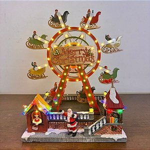 Cenário De Natal - Roda Gigante com Som , Luz e Movimento - 25,5x19,5x33,5cm - 1 unidade - Rizzo
