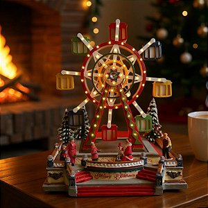 Cenário De Natal - Roda Gigante com Som , Luz e Movimento - 29,5x24,5x34,5cm - 1 unidade - Rizzo