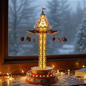 Cenário De Natal - Brinquedo de Parque de Diversão com Som , Luz e Movimento - 29x29x55cm - 1 unidade - Rizzo