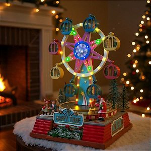 Cenário De Natal - Roda Gigante com Som , Luz e Movimento - 23x23x32cm - 1 unidade - Rizzo