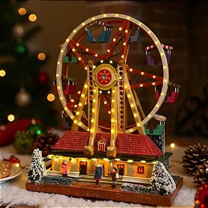 Cenário De Natal - Roda Gigante com Som , Luz e Movimento - 29,5x24,5x33cm - 1 unidade - Rizzo