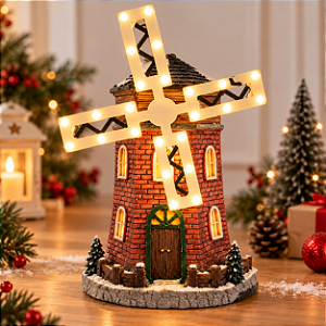 Cenário De Natal - Moinho com Som , Luz e Movimento - 11x10,5x14,5cm - RZO02312 - 1 unidade - Rizzo