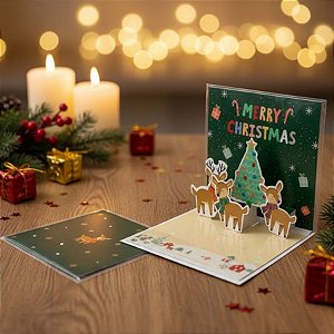 Cartão de Natal 3D - Rena - 11x11cm - 1 unidade - Artlille  - Rizzo