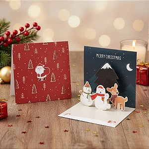 Cartão de Natal 3D - Papai Noel - 11x11cm - 1 unidade - Artlille  - Rizzo