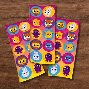 Adesivo Redondo - Bolofofos - 4x4cm - 30 unidades - Festcolor - Rizzo