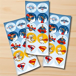 Adesivo Redondo - Superman - 4x4cm - 30 unidades - Festcolor - Rizzo