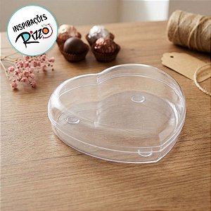 Caixa Acrílica Coração Transparente16,8 x 15 x 4,5cm - Cromus - Rizzo Embalagens