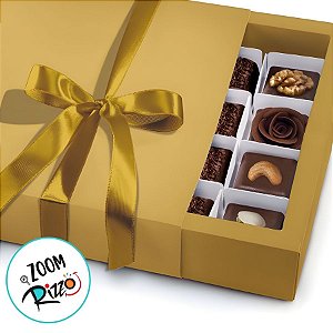 Caixa Luva 16 Bombons Ouro - 17cmx17cmx4cm - 10 unidades - Cromus - Rizzo
