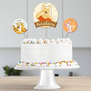 Kit Topo de Bolo - Ursinho Pooh - 10x18,5cm - 1 unidade - Festcolor - Rizzo