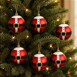 Bolas de Natal - Vermelho Papai Noel - 6cm - 6 unidades - Cromus - Rizzo