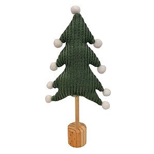 Enfeite Decorativo de Natal Mini Pinheiro - Verde Escuro com Pompom - 26x11,5x4cm - 1 unidade - Cromus - Rizzo