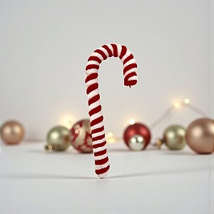 Enfeite Para Pendurar De Natal - Candy Cane - Branco/Vermelho - 17cm - 1 unidade - Cromus - Rizzo