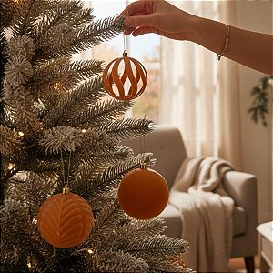 Bolas de Natal em Tubo - Kit Grande Marrom Claro - 10x10cm  - 20 unidades - Rizzo