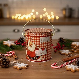 Lata de Metal de Natal Com Alça - Noel Clássico - 11x11cm - 1 unidade - Rizzo