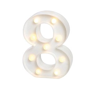Luminoso Mini Número "8" com LED Amarelo - 16x11x3cm - 1 unidade - Rizzo
