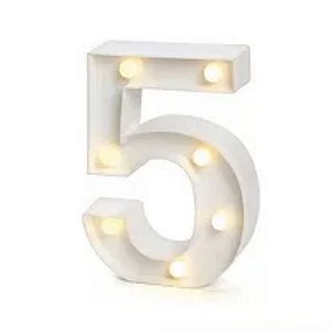 Luminoso Mini Número "5" com LED Amarelo - 16x11x3cm - 1 unidade - Rizzo