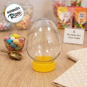 Mini Baleiro Ovo com Tampa Amarela - 7,5x5cm - 10 unidades - Rizzo