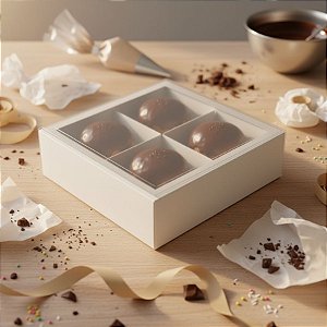 Caixa 4 Pães de Mel - Branco - 15,5x15,5x5cm - 5 unidades - Rizzo