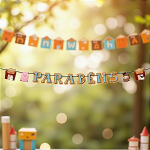 Faixa Decorativa Temática "Parabéns" - Fazendinha - 160x14cm - 1 unidade - Regina - Rizzo