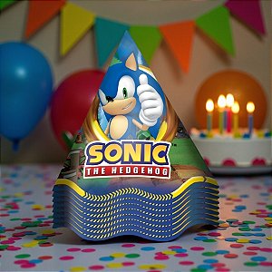 Chapéu de Aniversário - Sonic - 16x13cm - 8 unidades - Regina - Rizzo