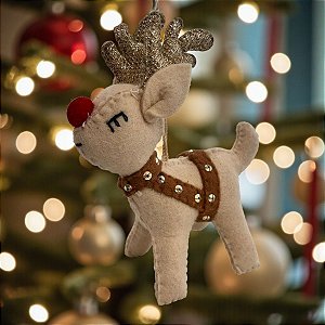 Enfeite Para Pendurar de Natal - Rena - Marrom - 11cm - 1 unidade - Cromus - Rizzo