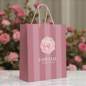 Sacola de Papel Premium - Camélia - M 26x31x10,5cm - 1 unidade - Cromus - Rizzo