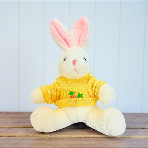 Coelho de Pelucia Sentado - Suéter Amarelo - 30x20x17cm - 1 unidade - Cromus - Rizzo