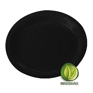 Prato de Papel Biodegradável Preto 18cm - 10 unidades - Silverplastic - Rizzo Embalagens