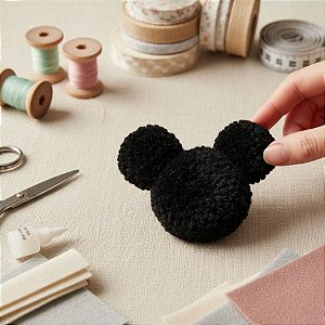 Pompom Decorativo Preto - Camundongo - 5cm - 3 unidades - Rizzo