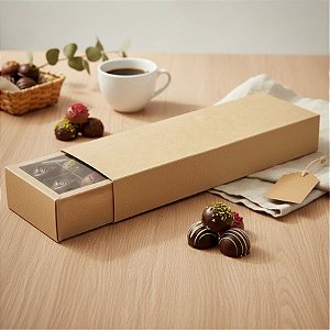 Caixa 20 Doces Retangular Kraft com Luva - 39x9,5x4cm  - 1 unidade - Cromus - Rizzo