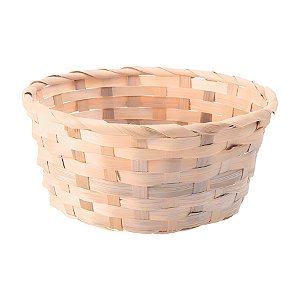Cesta Decorativa de Bambu Redonda - Rosa Claro - 20x20x10cm - 1 unidade - Cromus - Rizzo