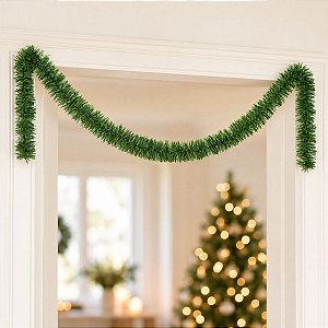 Festão Aramado Decorativo De Natal - Verde - 7x200cm - 1 unidade - Rizzo