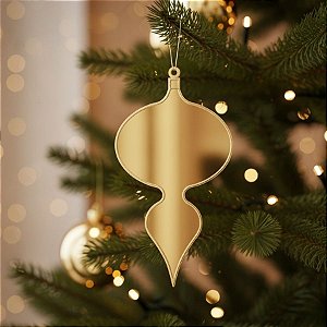 Enfeite Para Pendurar de Natal - Pino Dourado Liso - 20cm  - 1 unidade - Cromus - Rizzo