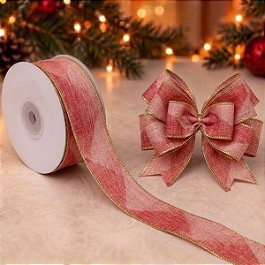 Fita Decorativa - Rosa e Dourado - 3.8cmx9.14m - 1 unidade - Rizzo