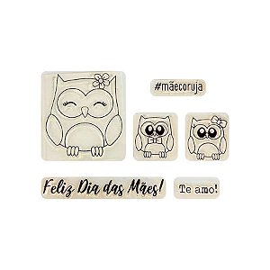 Kit Cartela de Carimbos - Mãe Coruja G - 6 unidades - Rizzo