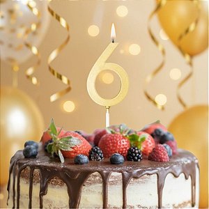 Vela Pick - Ouro - Numero 6 - 1 unidade - Regina - Rizzo