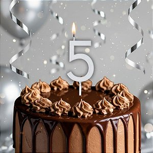 Vela Pick - Prata - Numero 5 - 1 unidade - Regina - Rizzo