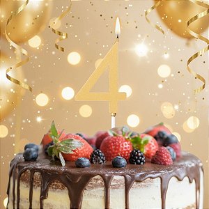 Vela Pick - Ouro - Numero 4 - 1 unidade - Regina - Rizzo