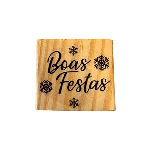 Carimbo de Madeira Artesanal - Boas Festas - Cod.AFNT-912 - 1 unidade - Rizzo