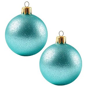 Bolas De Natal - Glitter Tiffany - 12cm - 2 unidades - Rizzo
