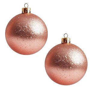Bolas De Natal - Glitter Rose - 12cm - 2 unidades - Rizzo