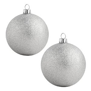 Bolas De Natal - Glitter Prata - 12cm - 2 unidades - Rizzo