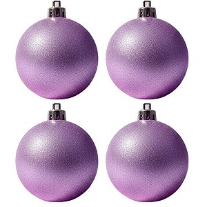 Bolas De Natal - Glitter Lilás - 4 unidades - Rizzo