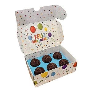 Caixa 6 Doces Retangular - Feliz Aniversário -  13x9x4,5cm - 1 unidade - Regina - Rizzo