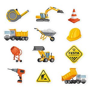 Mini Personagens Decorativos - Construção - 8cm - 12 unidades - Regina - Rizzo