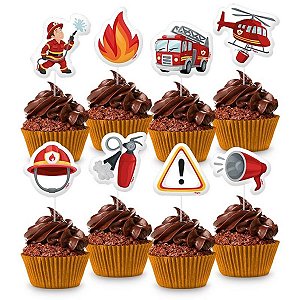 Pick Decorativo Para Doces - Festa Bombeiros - 11cm - 8 unidades - Regina - Rizzo
