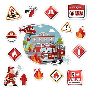 Kit Decorativo - Festa Bombeiros - 15 unidades - Regina - Rizzo