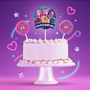 Kit Topo de Bolo - Guerreiras do K-pop - 9,5x18,5cm  - 1 unidade - Festcolor - Rizzo