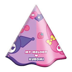 Chapéu de Aniversário - My Melody e Kuromi - 16cm - 8 unidades - FestColor - Rizzo