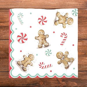 Guardanapo De Papel Natalino - Gingerbread - 32,5x32,5cm - 20 unidades - Cromus - Rizzo
